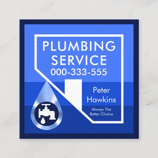 Leaking Rooftop Frame Plumbing Square Business Card (Front)