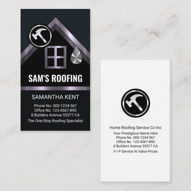Leaking Silver Home Roof Building Business Card (Front/Back)