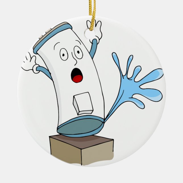Leaking Water Heater Cartoon Ceramic Tree Decoration (Front)