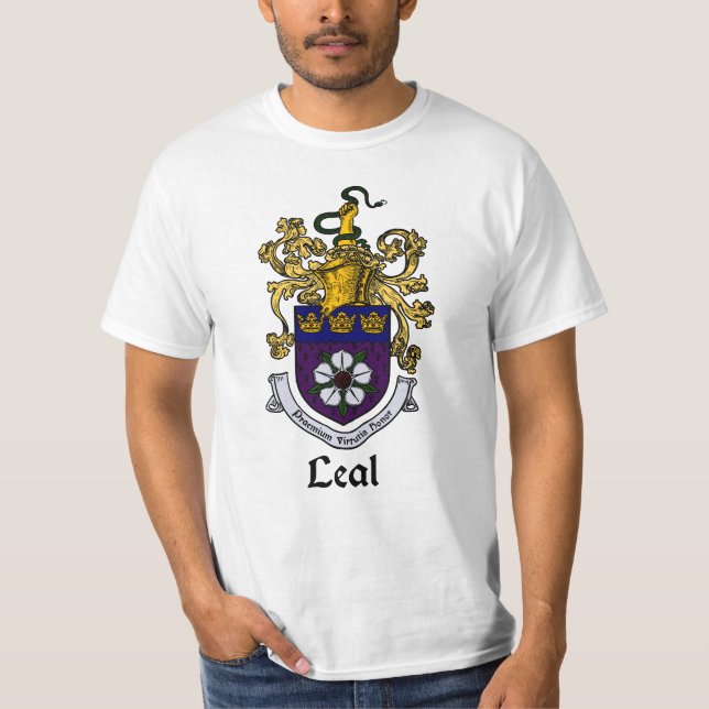 Leal Family Crest/Coat of Arms T-Shirt (Front)