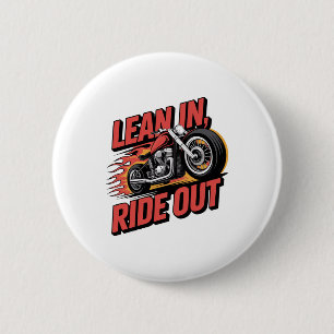 Lean in Ride out, Vintage Biker 6 Cm Round Badge