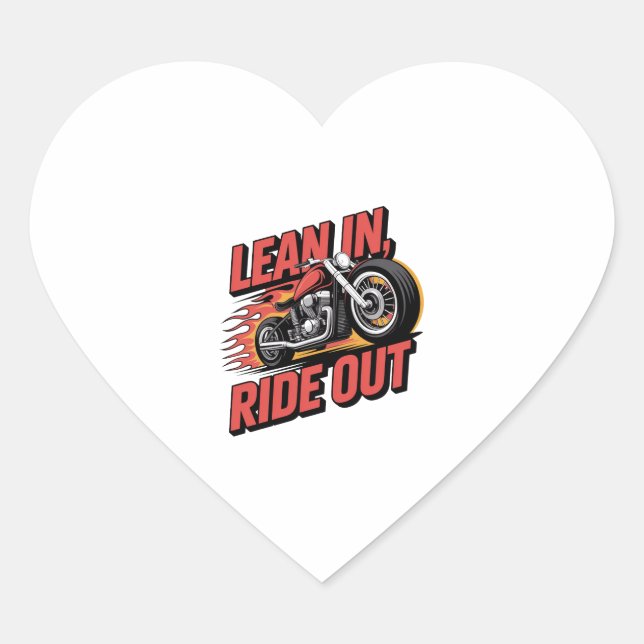Lean in Ride out, Vintage Biker Heart Sticker (Front)