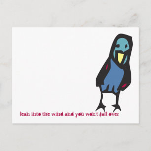 lean into the wind birdie postcard