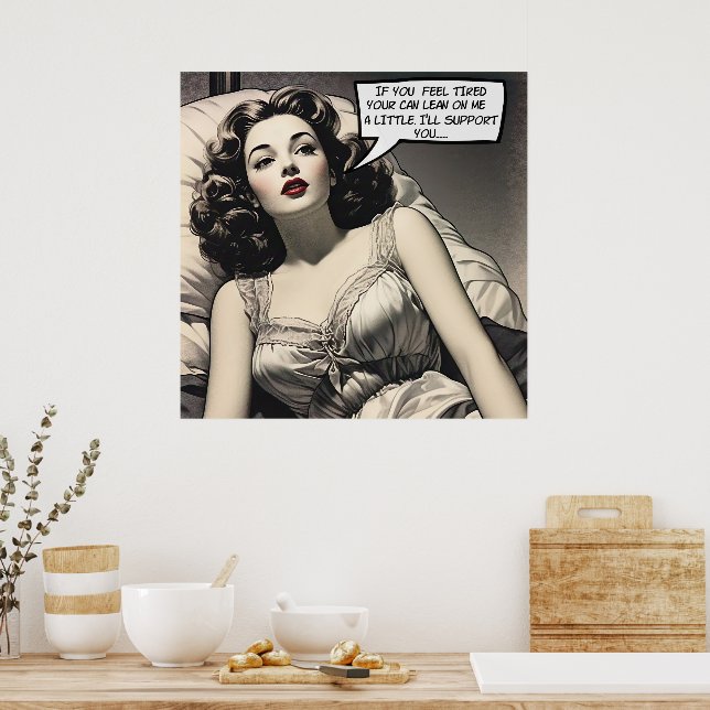 Lean On Me 1950's Romance Comic Poster (Kitchen)