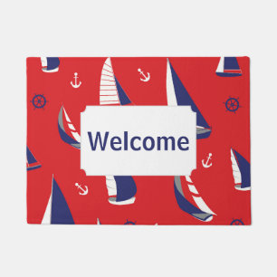 Lean Sailboat Pattern   Add Your Text Doormat