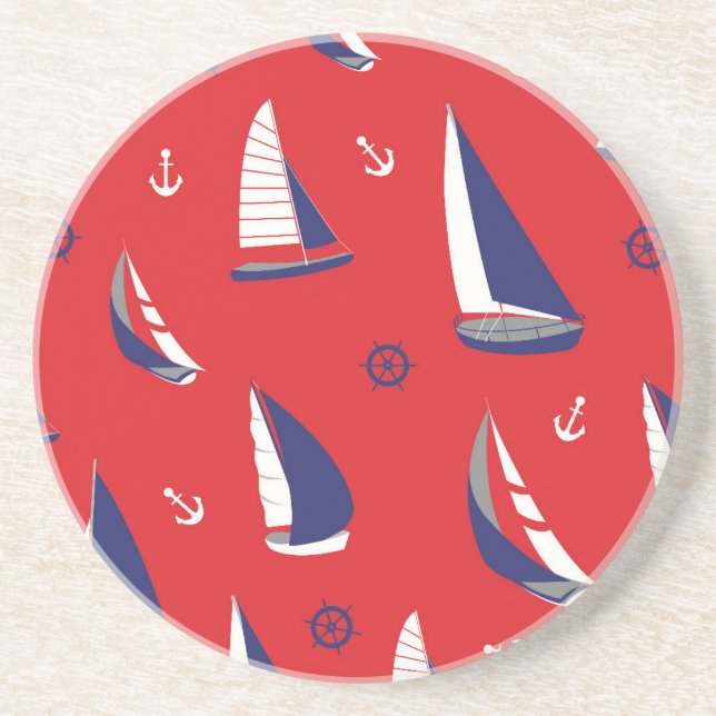 Lean Sailboat Pattern Coaster (Front)