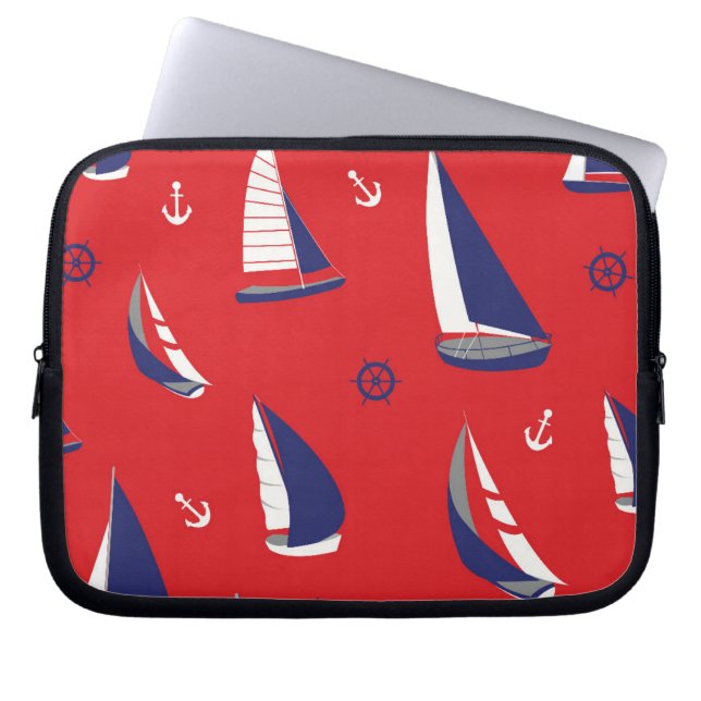 Lean Sailboat Pattern Laptop Sleeve (Front)