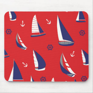 Lean Sailboat Pattern Mouse Mat