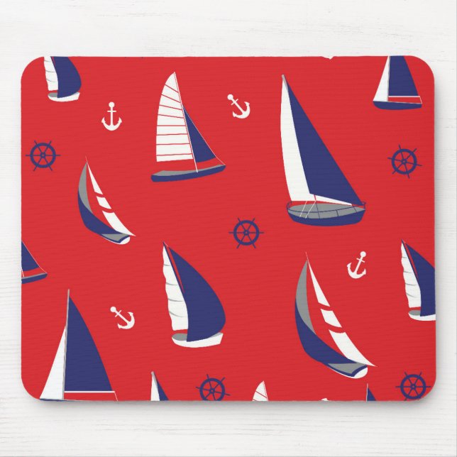 Lean Sailboat Pattern Mouse Mat (Front)