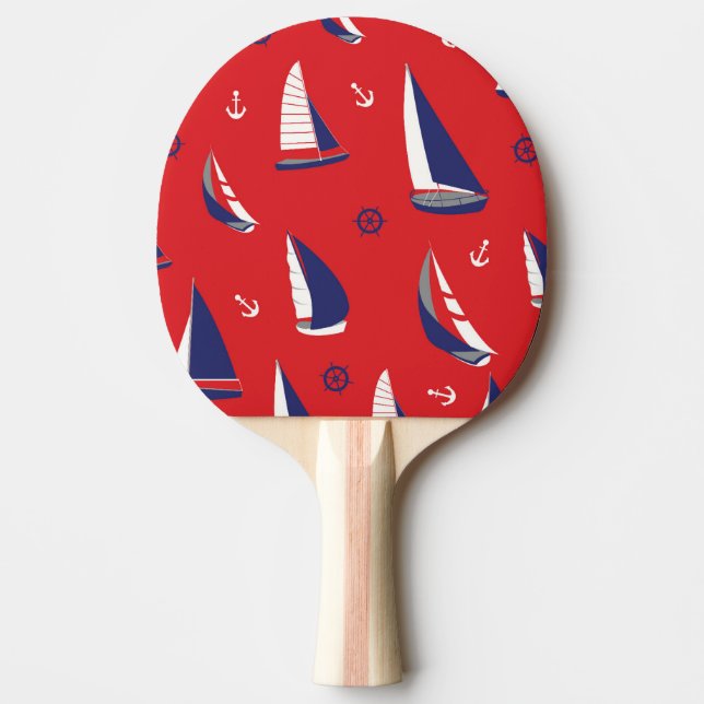 Lean Sailboat Pattern Ping Pong Paddle (Front)