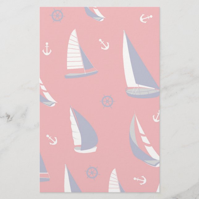 Lean Sailboat Pattern Stationery (Front)