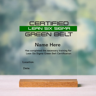Lean SS Green Belt Award (Customisable) Acrylic Sign