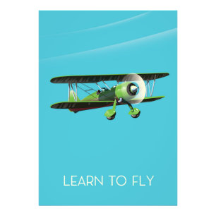 Lean To Fly vintage plane poster