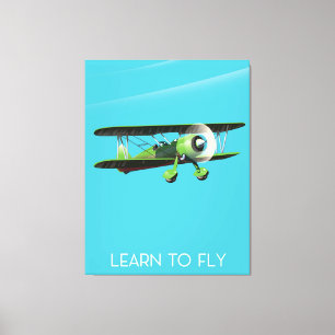 Lean To Fly vintage plane poster Canvas Print