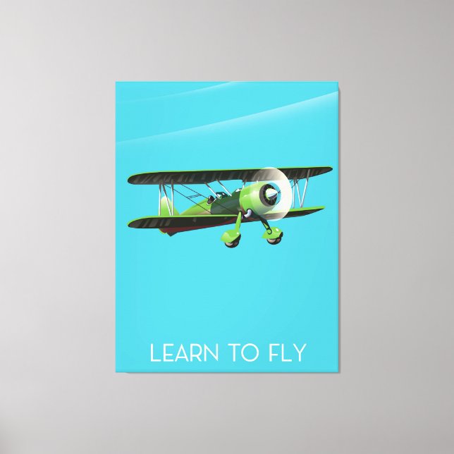Lean To Fly vintage plane poster Canvas Print (Front)