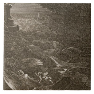 Leander Swims Over the Hellespont to Meet his Mist Tile