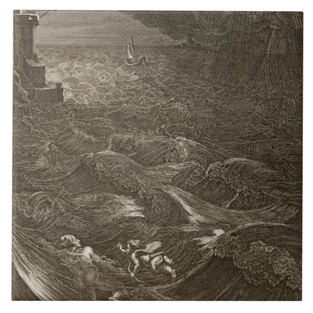 Leander Swims Over the Hellespont to Meet his Mist Tile (Front)