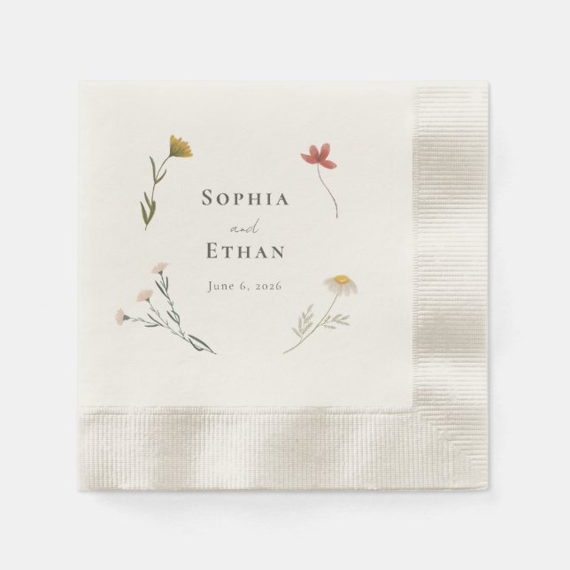 Leander Wildflower Wedding Napkin (Front)