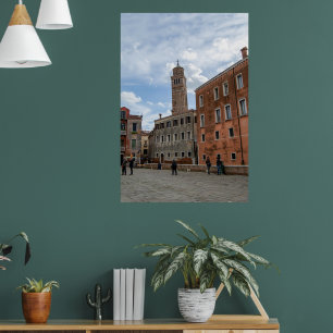 Leaning Bell Tower of Santo Stefano Venice Italy Poster