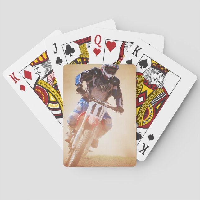 Leaning Dirtbike Racer Playing Cards (Back)