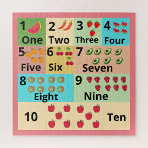 Leaning numbers Counting fruits colourful kids  Jigsaw Puzzle