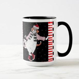 Leaning Santa Beagle Holiday Shopping Mug