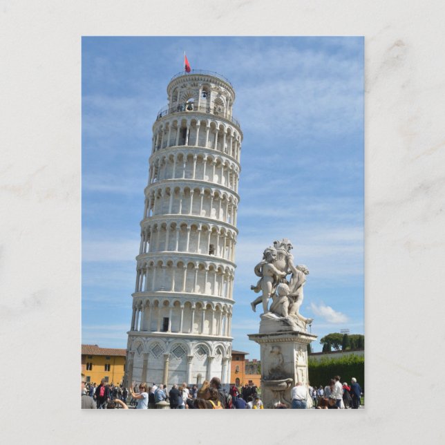 Leaning tower and La Fontana dei Putti Statue, Pis Postcard (Front)