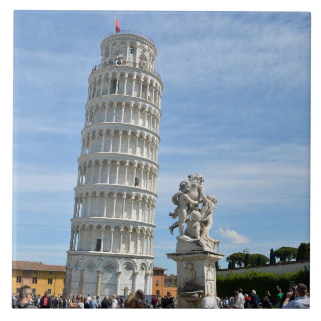 Leaning tower and La Fontana dei Putti Statue Tile (Front)