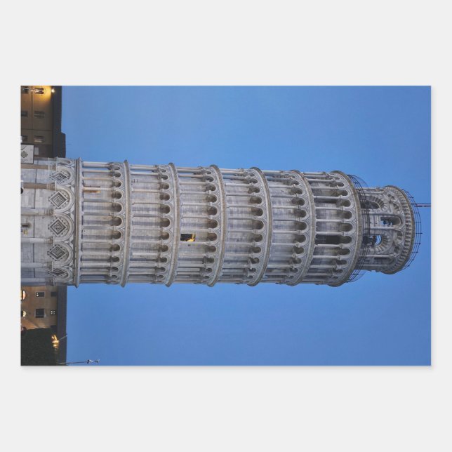 Leaning Tower at Dusk Wrapping Paper Sheet (Front)