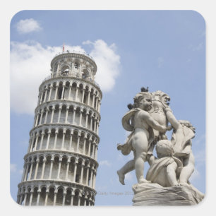 Leaning Tower of Pisa and Statue, Italy Square Sticker