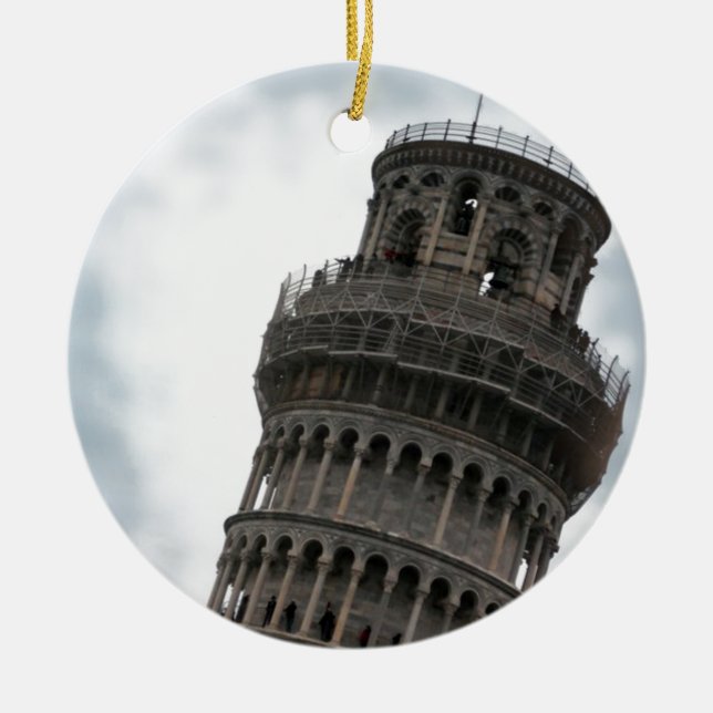 Leaning Tower of Pisa Ceramic Tree Decoration (Front)