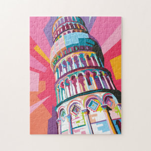 Leaning Tower of Pisa Italy Colourful Pop Art Jigsaw Puzzle