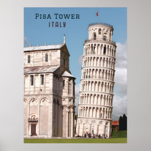 Leaning Tower of Pisa Italy Europe Travel Poster
