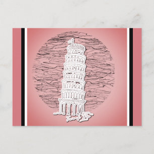 Leaning Tower of Pisa Italy Pink Travel Postcard
