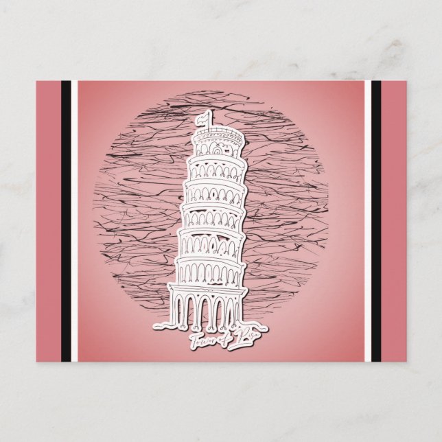 Leaning Tower of Pisa Italy Pink Travel Postcard (Front)