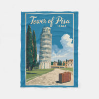 Leaning Tower of Pisa Italy Travel Art Vintage