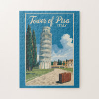 Leaning Tower of Pisa Italy Travel Art Vintage