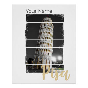 Leaning Tower Of Pisa Italy Vintage Retro Souvenir Poster