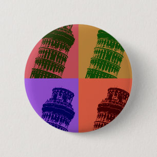 Leaning Tower of Pisa Pop Art 6 Cm Round Badge