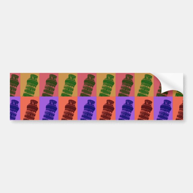Leaning Tower of Pisa Pop Art Bumper Sticker (Front)