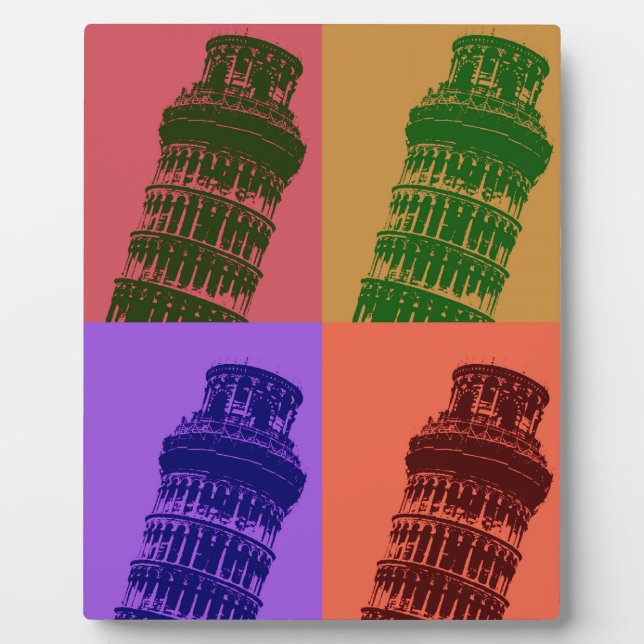 Leaning Tower of Pisa Pop Art Plaque (Front)