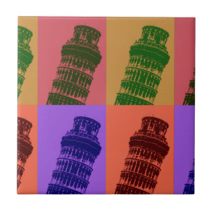 Leaning Tower of Pisa Pop Art Tile