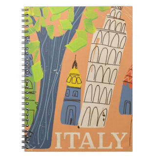 Leaning tower of Pisa vintage travel poster Notebook