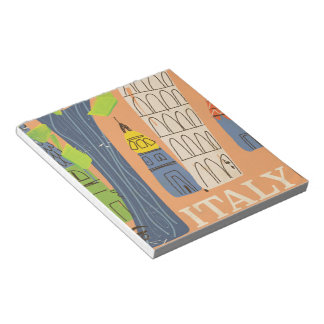 Leaning tower of Pisa vintage travel poster Notepad