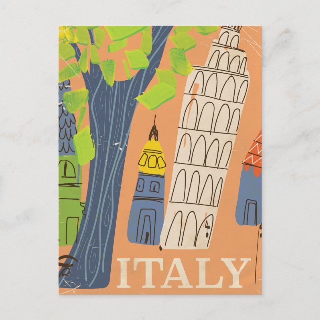 Leaning tower of Pisa vintage travel poster Postcard (Front)