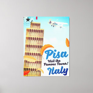 Leaning Tower of Pisa Vintage vacation print. Canvas Print