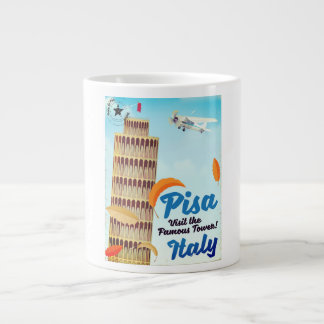 Leaning Tower of Pisa Vintage vacation print. Large Coffee Mug