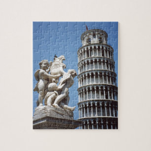 Leaning Tower of Pisa with Cherub Statue Jigsaw Puzzle
