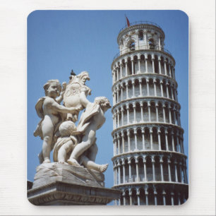 Leaning Tower of Pisa with Cherub Statue Mouse Mat