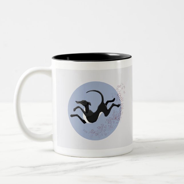 Leap and Love Lurcher Two-Tone Coffee Mug (Left)